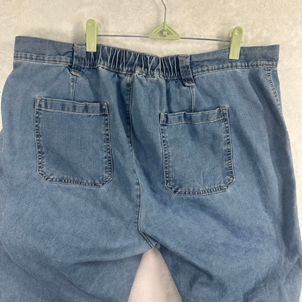 Old Navy High Rise OG Chino Pants Women XL Blue Denim Elastic Waist Tapered - Picture 7 of 7